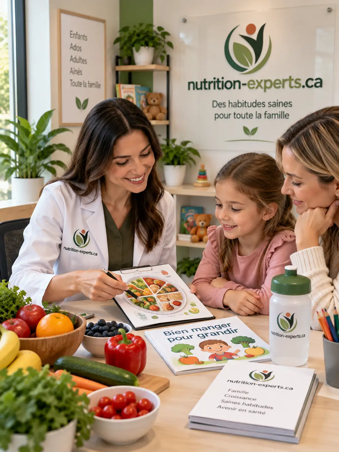 Consultation en nutrition familiale avec un parent et un enfant